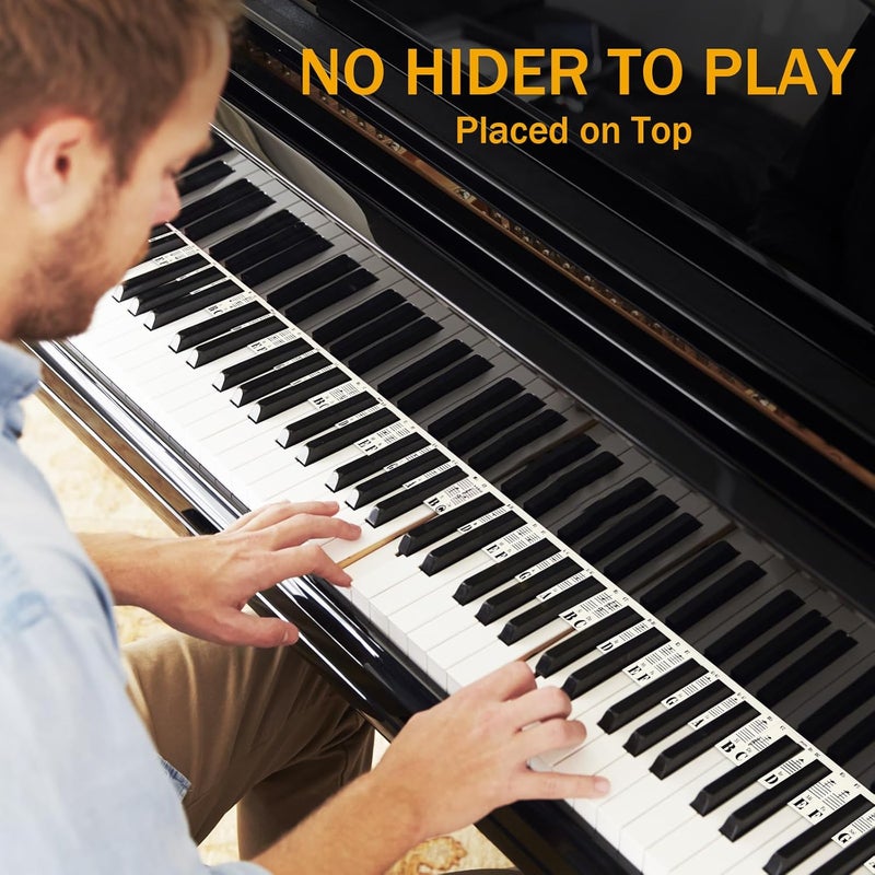 Eison Removable Piano Keyboard Note Labels Piano Keyboard Stickers for Beginner Silicone Piano Notes Guide for Learning, 88-Key Full Size, No Need Stickers, Reusable and Comes with Box (Black） - Image 4